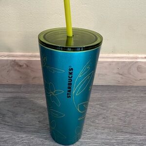 Starbucks Blue Tumbler with Yellow Accents